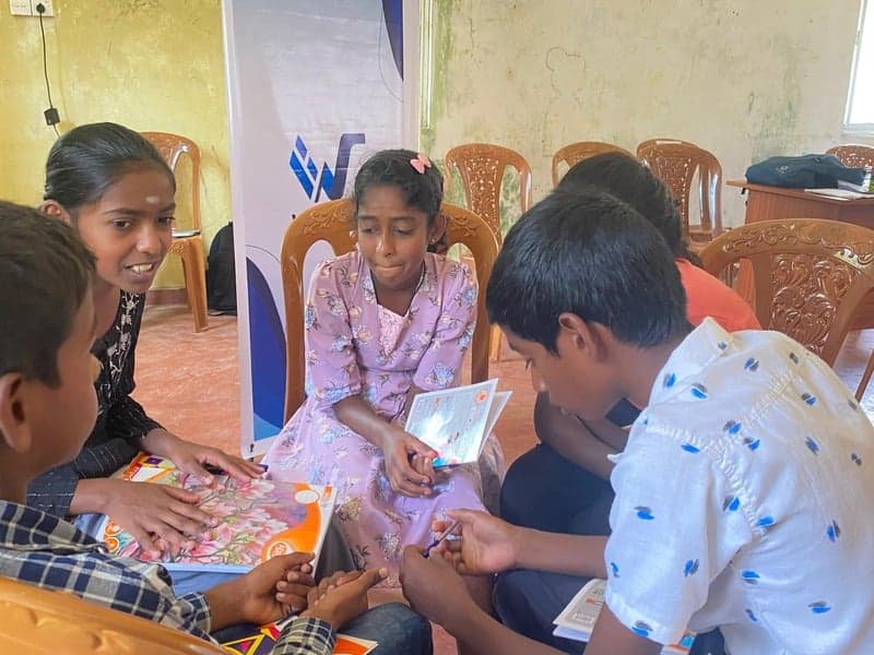 Children taking part in a WeLead Lanka learning activity